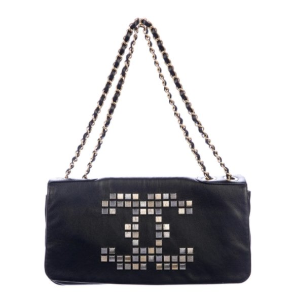 CHANEL Mosaic Logo LambSkin Leather Chain Flap Bag - Picture 3 of 8